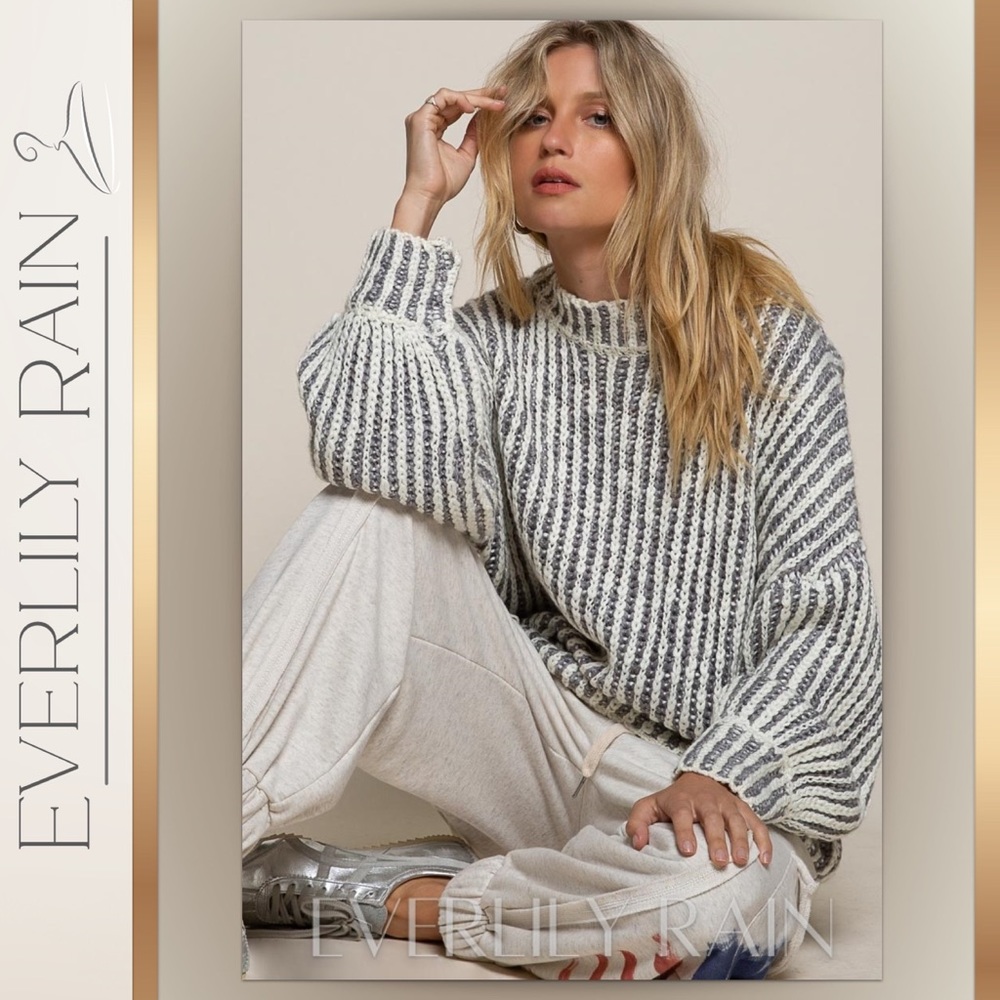 LAST ONE! POL Cozy Handmade Weave Striped Sweater - Picture 4 of 12